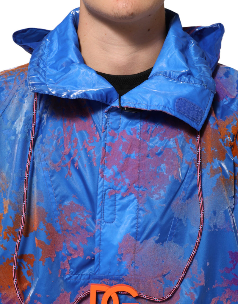 Sweat-shirt à capuche Dolce &amp; Gabbana bleu tie-dye avec logo