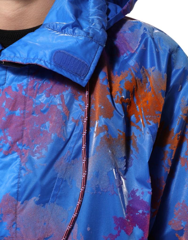 Sweat-shirt à capuche Dolce &amp; Gabbana bleu tie-dye avec logo