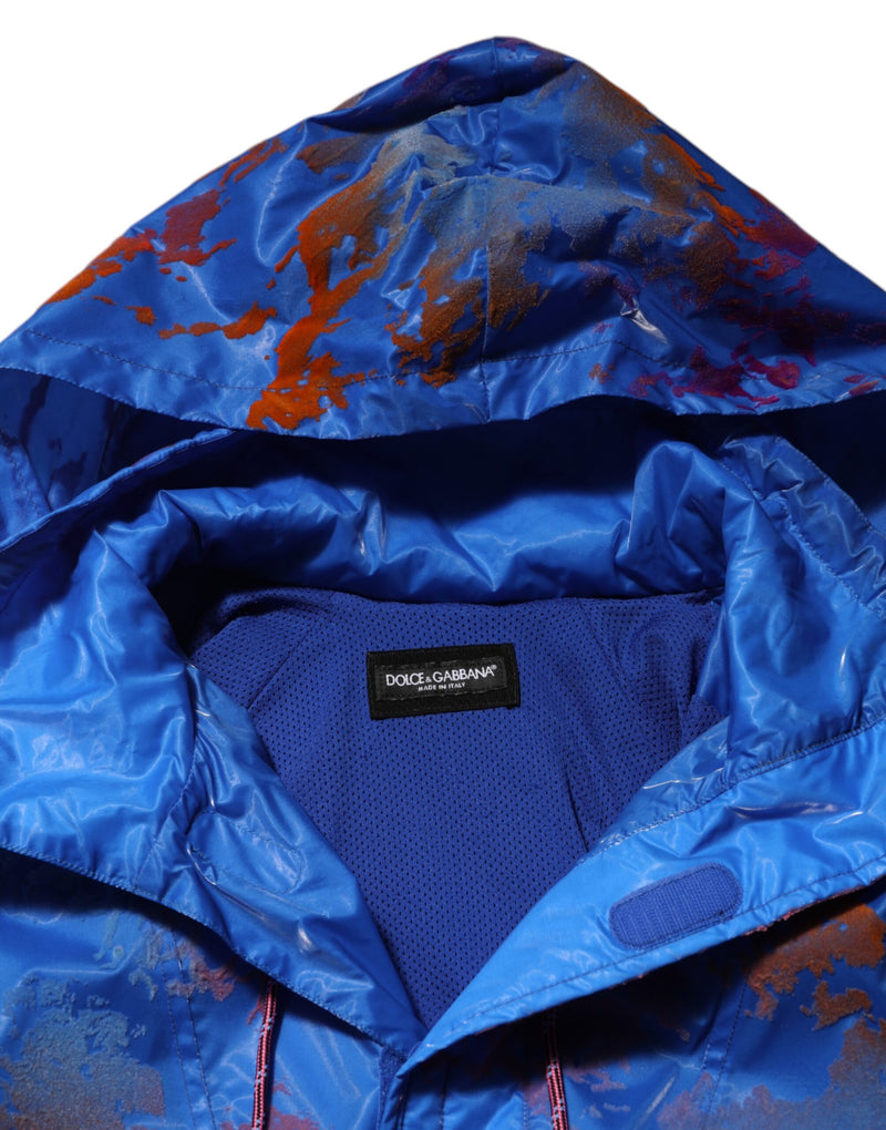 Sweat-shirt à capuche Dolce &amp; Gabbana bleu tie-dye avec logo