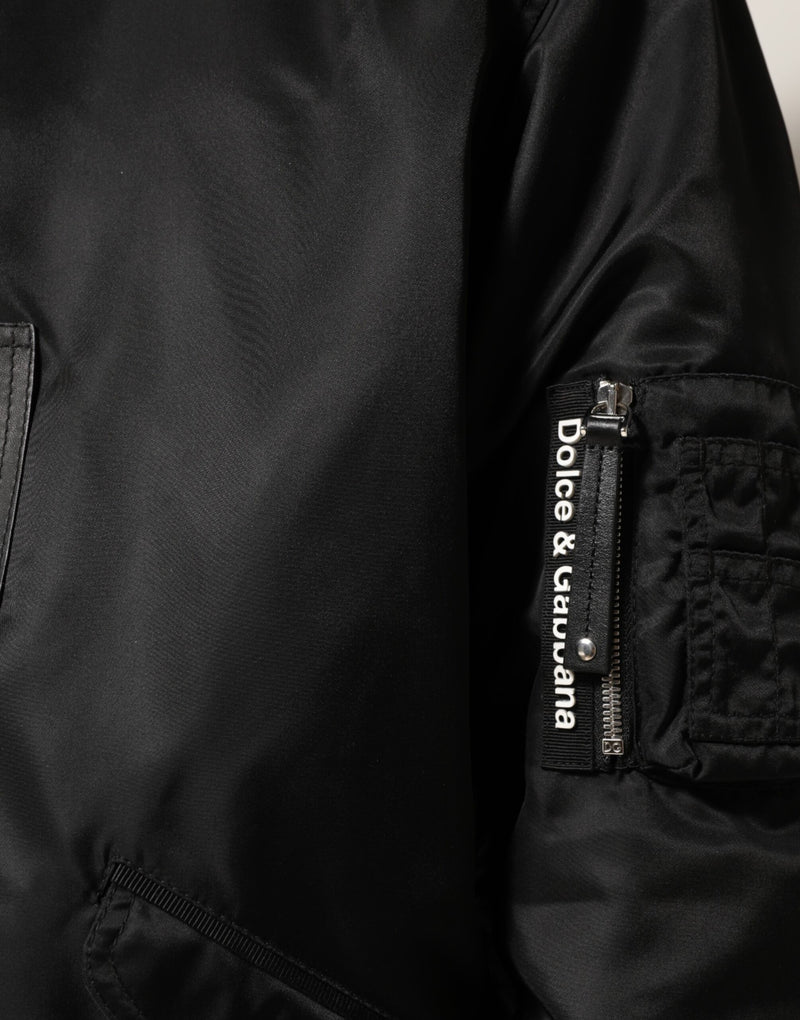Dolce & Gabbana zwart katoenen bomberjack met capuchon en volledige ritssluiting