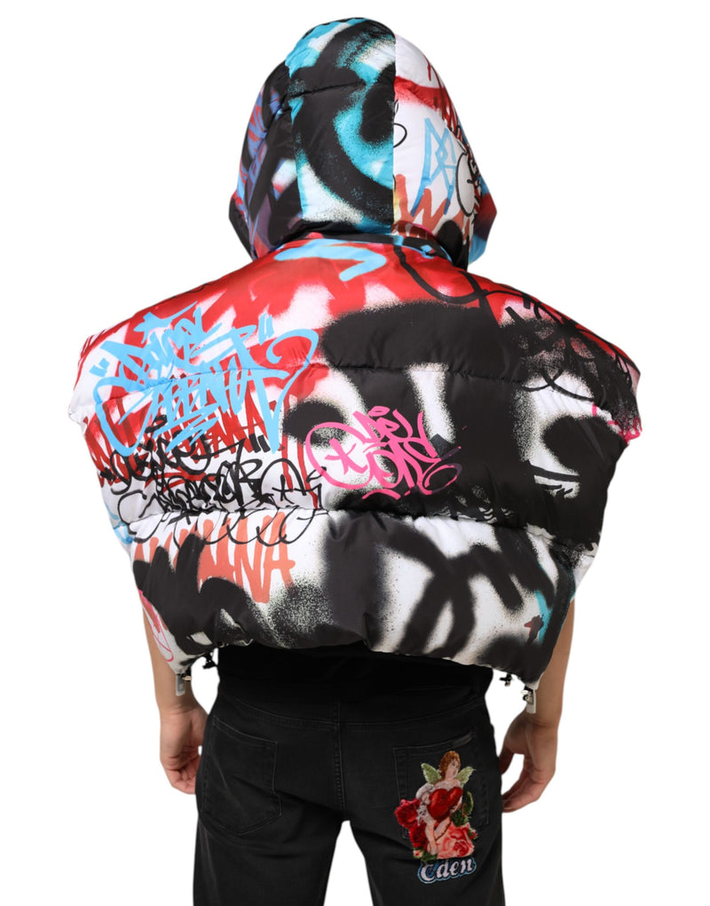 Dolce & Gabbana Multicolor Graffiti Hooded Sportswear Vestjack
