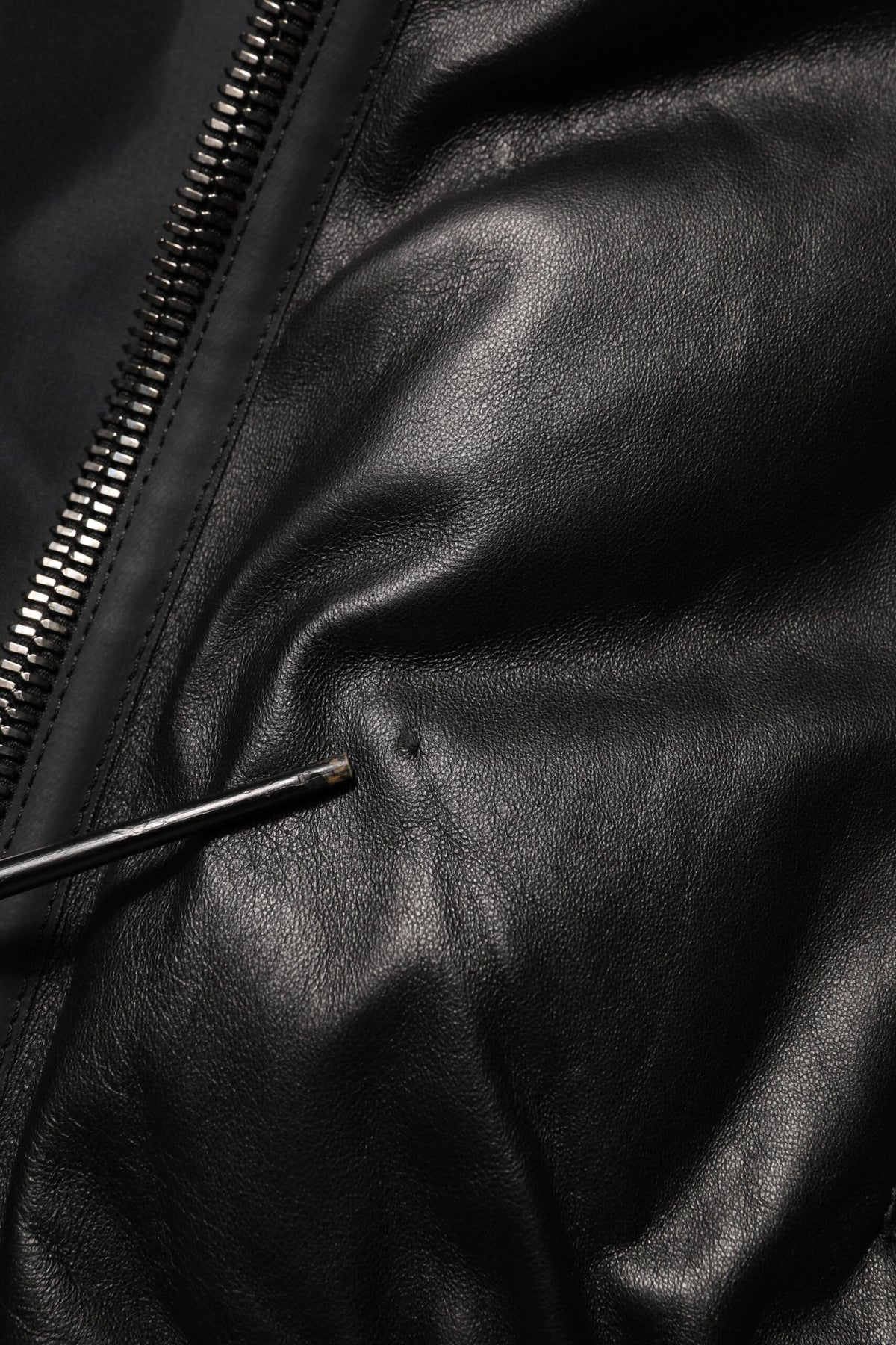 Veste blouson zippée en cuir noir et nylon Dolce & Gabbana