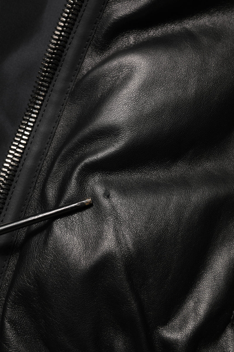 Veste blouson zippée en cuir noir et nylon Dolce & Gabbana