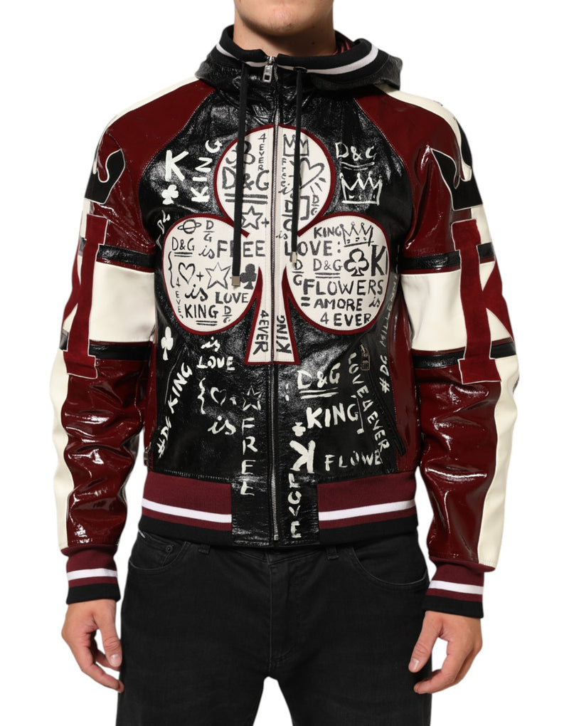 Dolce & Gabbana Multicolour Lederen Bikerjack met Capuchon DG King voor Heren