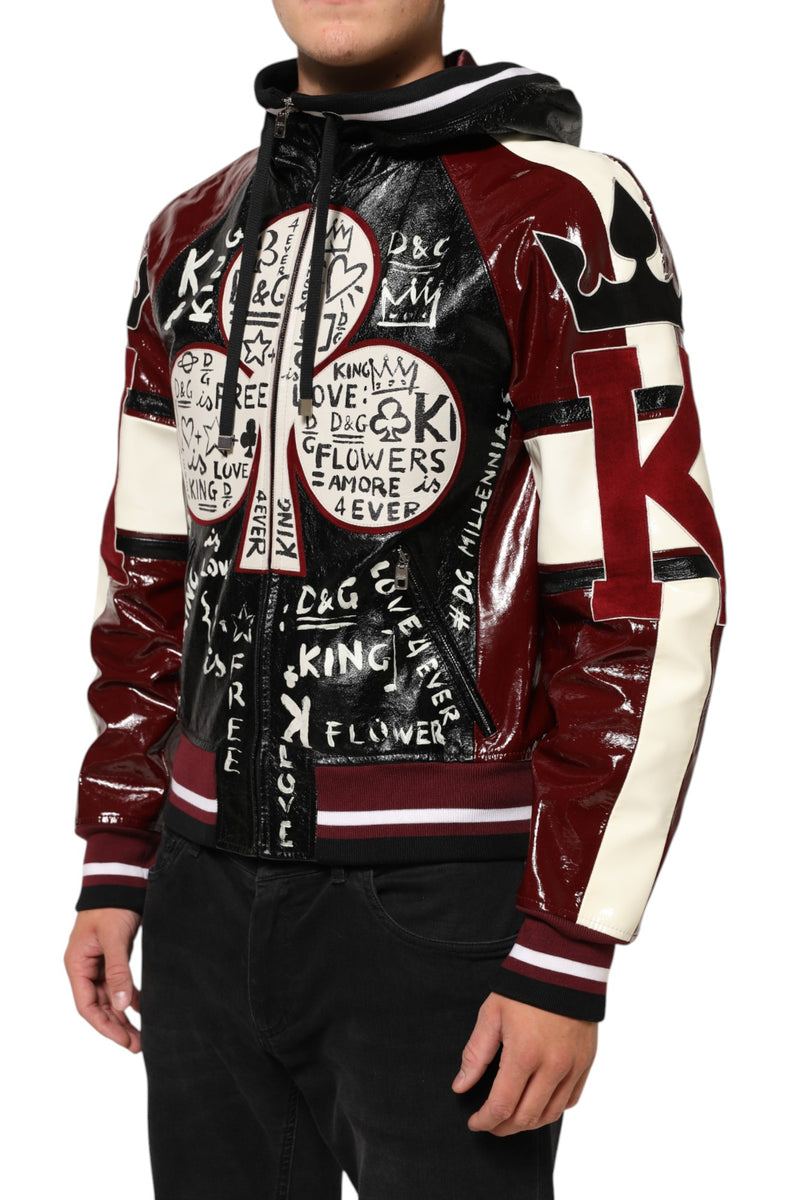 Dolce & Gabbana Multicolour Lederen Bikerjack met Capuchon DG King voor Heren