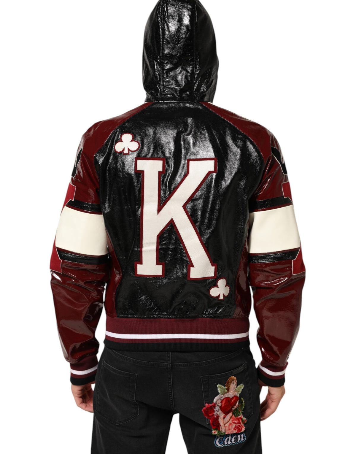 Veste de motard homme Dolce & Gabbana DG King en cuir à capuche multicolore