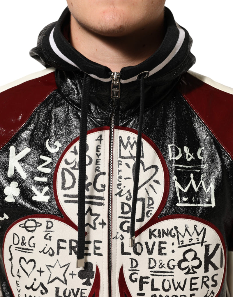 Dolce & Gabbana Multicolour Lederen Bikerjack met Capuchon DG King voor Heren