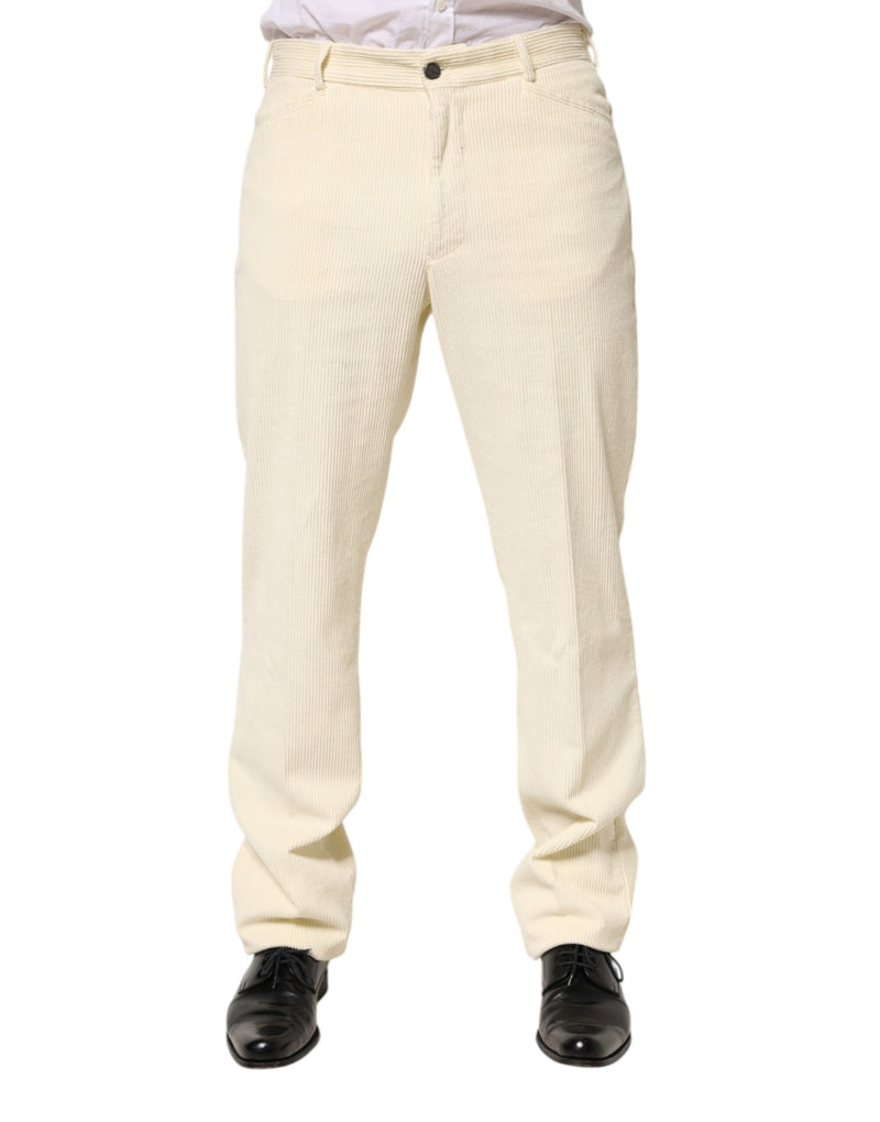 Pantalon droit en velours côtelé beige Burberry pour homme