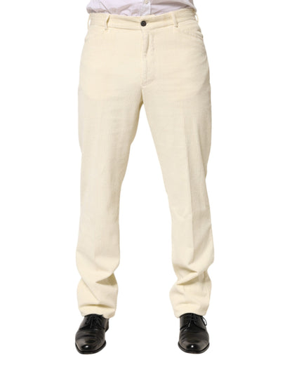 Pantalon droit en velours côtelé beige Burberry pour homme