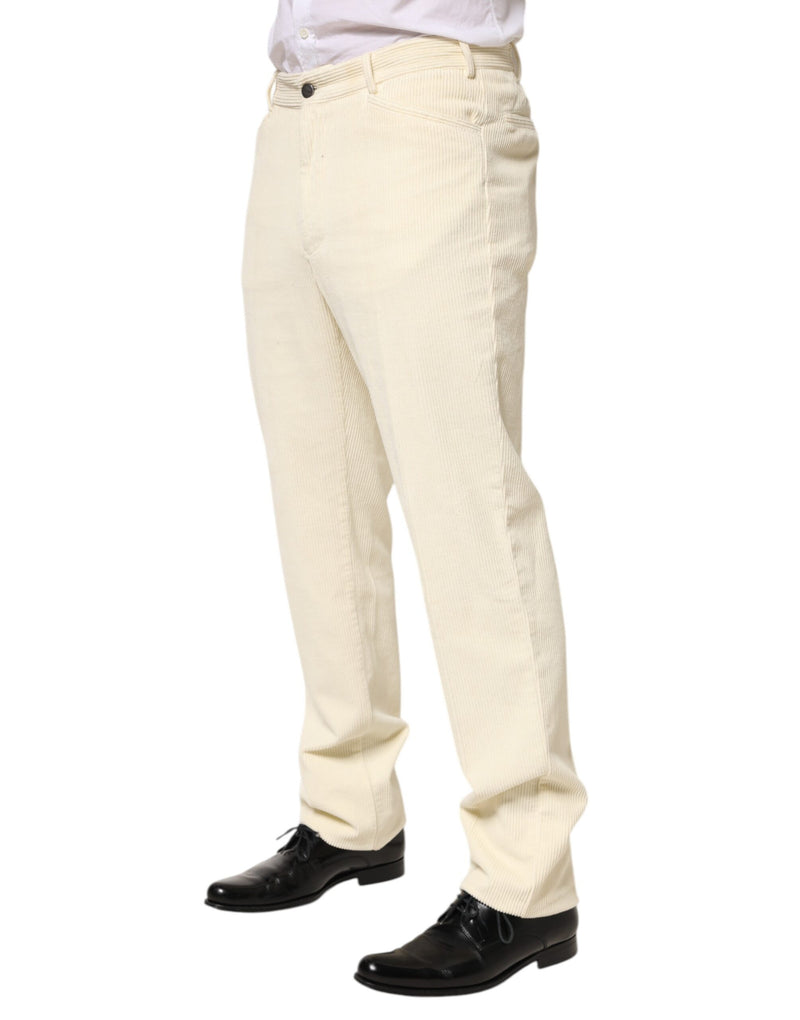 Pantalon droit en velours côtelé beige Burberry pour homme