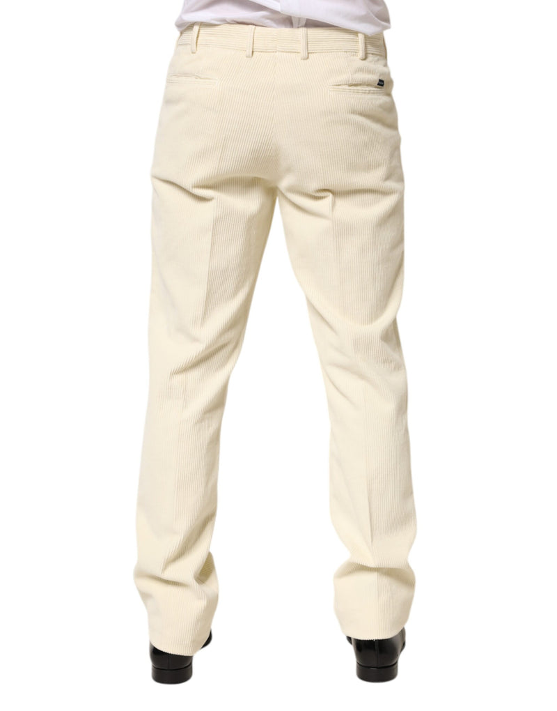 Pantalon droit en velours côtelé beige Burberry pour homme