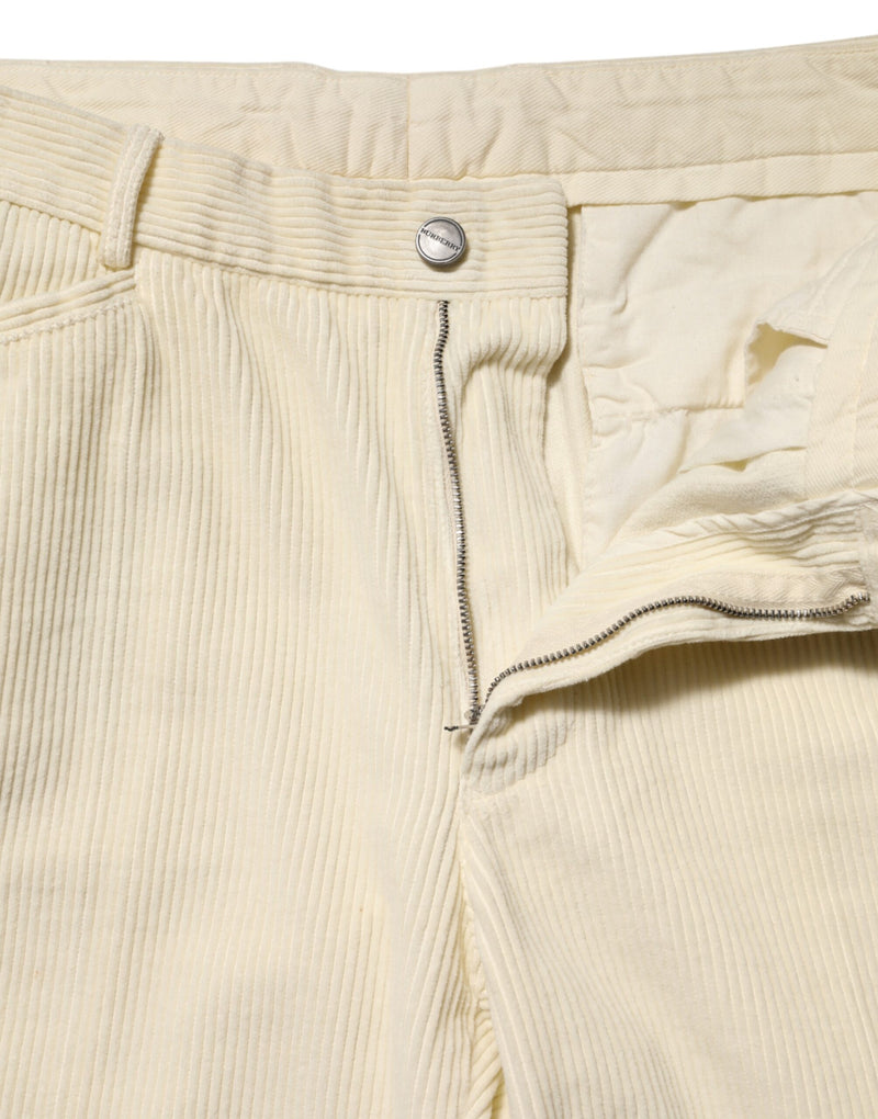 Pantalon droit en velours côtelé beige Burberry pour homme