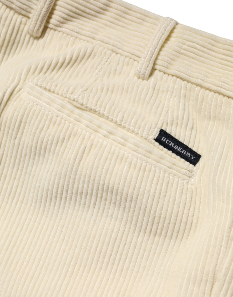 Pantalon droit en velours côtelé beige Burberry pour homme
