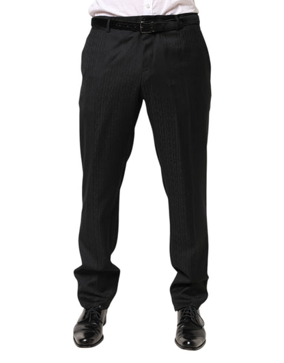 Pantalon habillé Dolce &amp; Gabbana en laine noire taille mi-haute pour homme