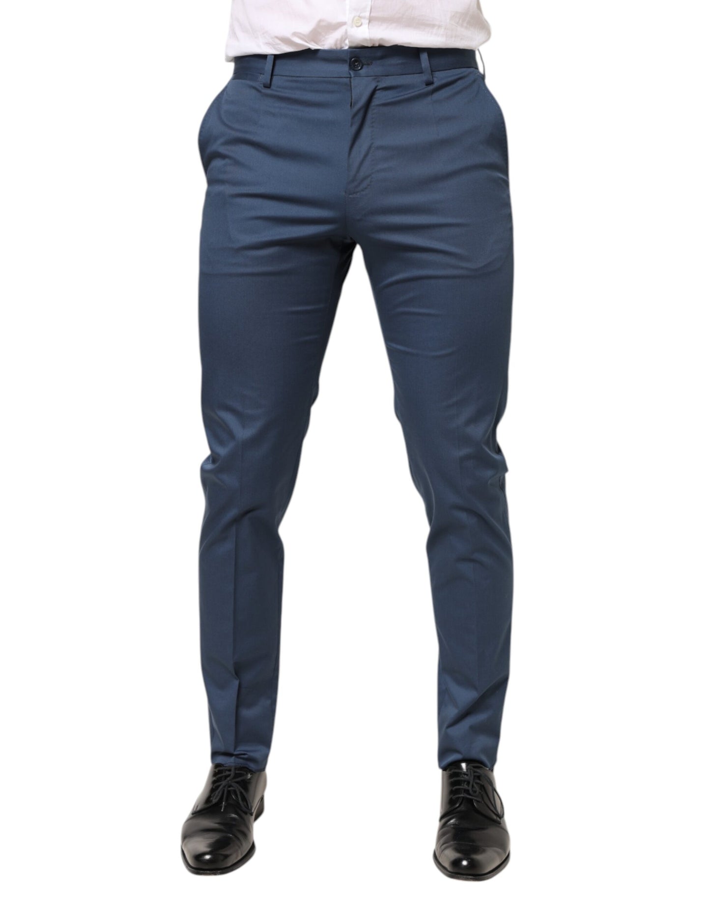 Pantalon habillé Dolce &amp; Gabbana bleu en coton taille mi-haute pour homme