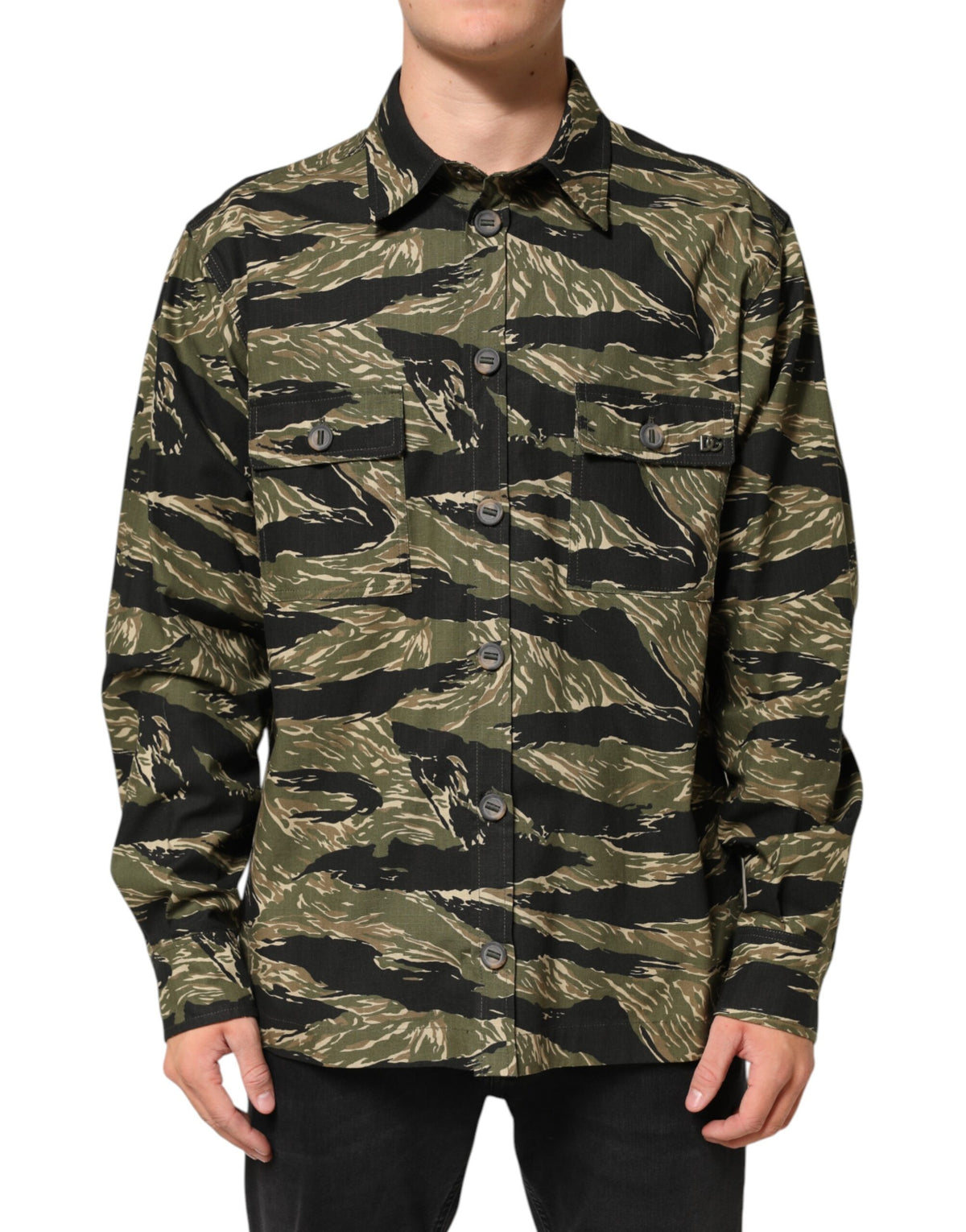 Chemise décontractée en coton camouflage multicolore Dolce &amp; Gabbana
