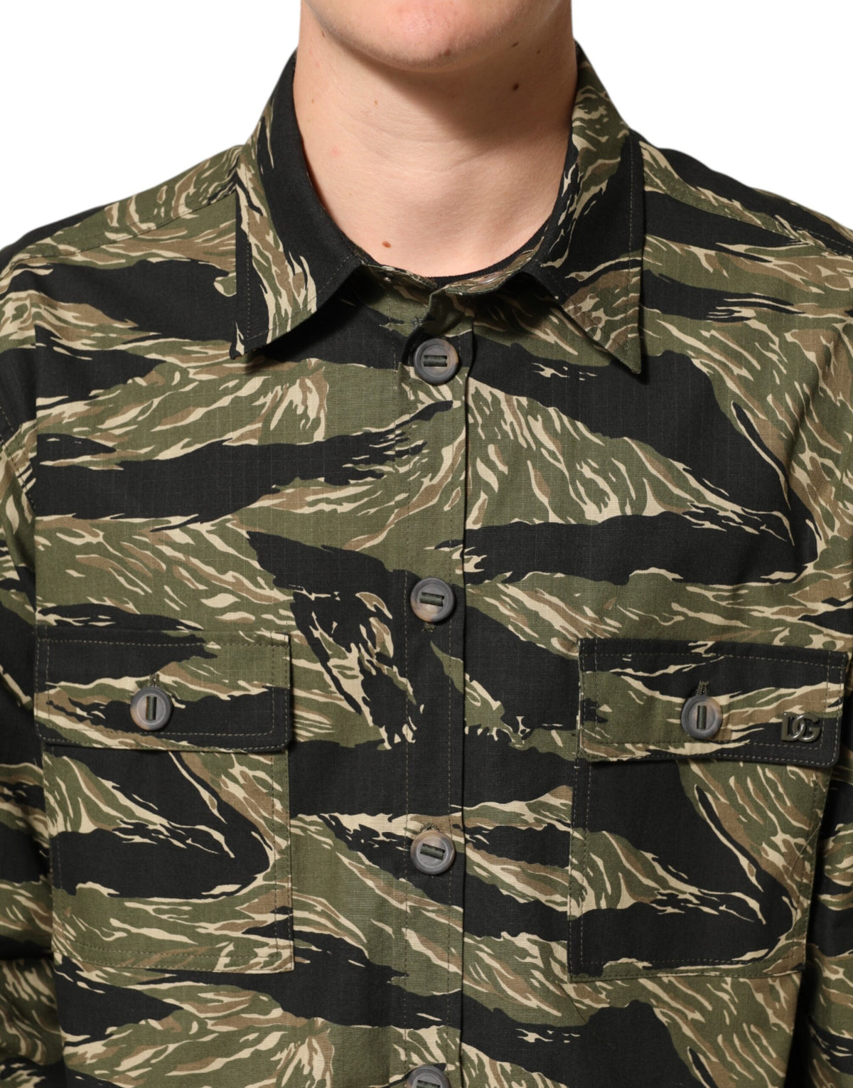 Chemise décontractée en coton camouflage multicolore Dolce &amp; Gabbana