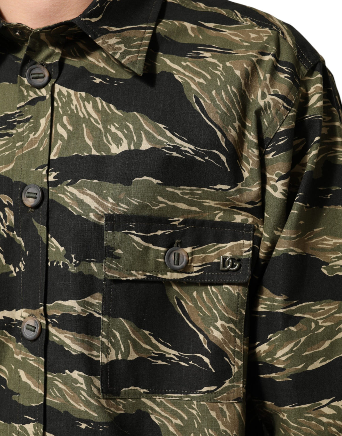 Chemise décontractée en coton camouflage multicolore Dolce &amp; Gabbana
