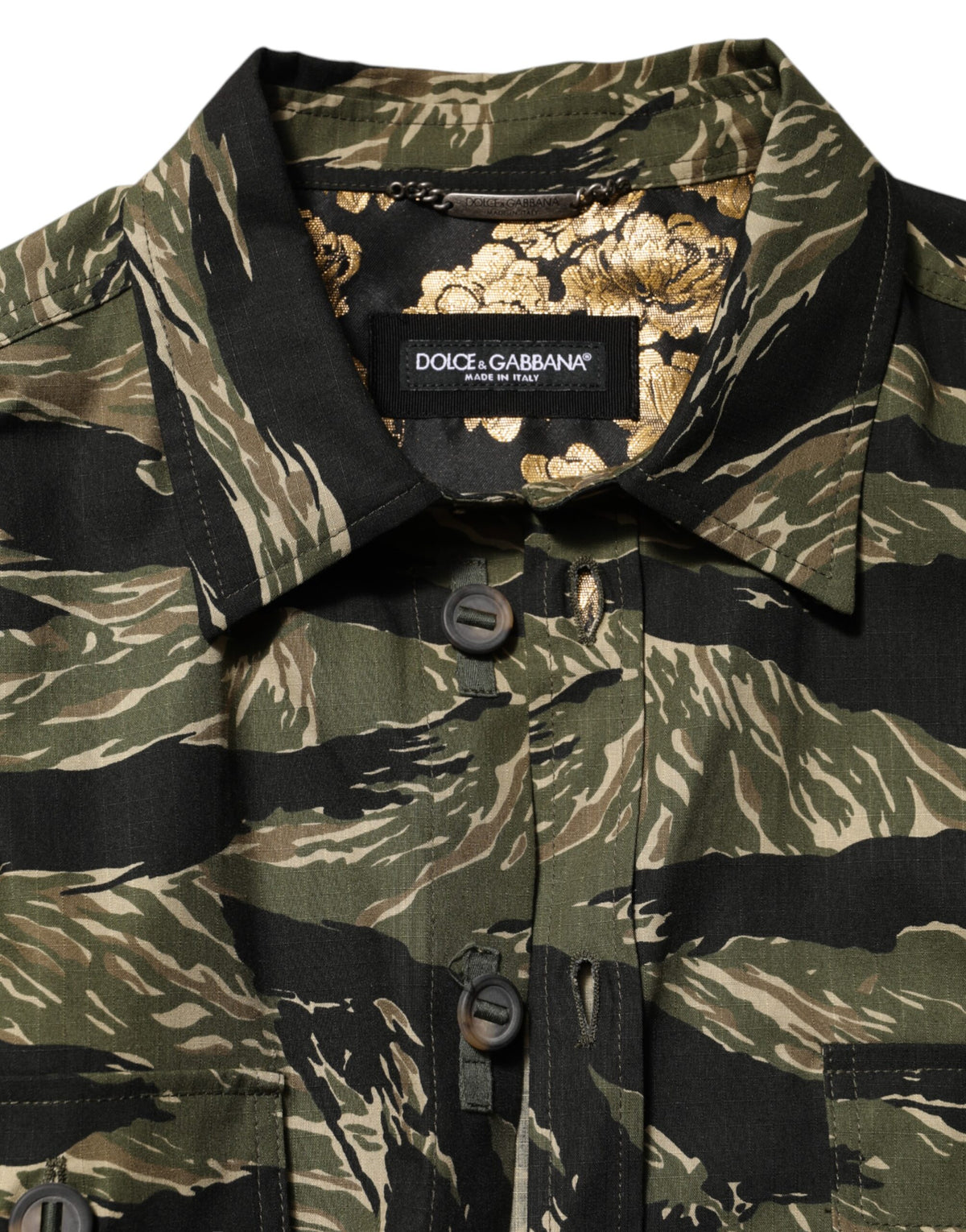 Chemise décontractée en coton camouflage multicolore Dolce &amp; Gabbana