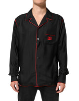 Chemise décontractée en soie Dolce &amp; Gabbana noire et rouge à bordures contrastées