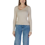 Vila Clothes VINELLY L/S Neck Detail Knit Top - Cream
