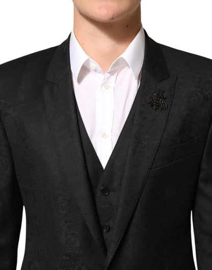 Dolce & Gabbana Black MARTINI 2 Buttons Suit 3 Piece Suit