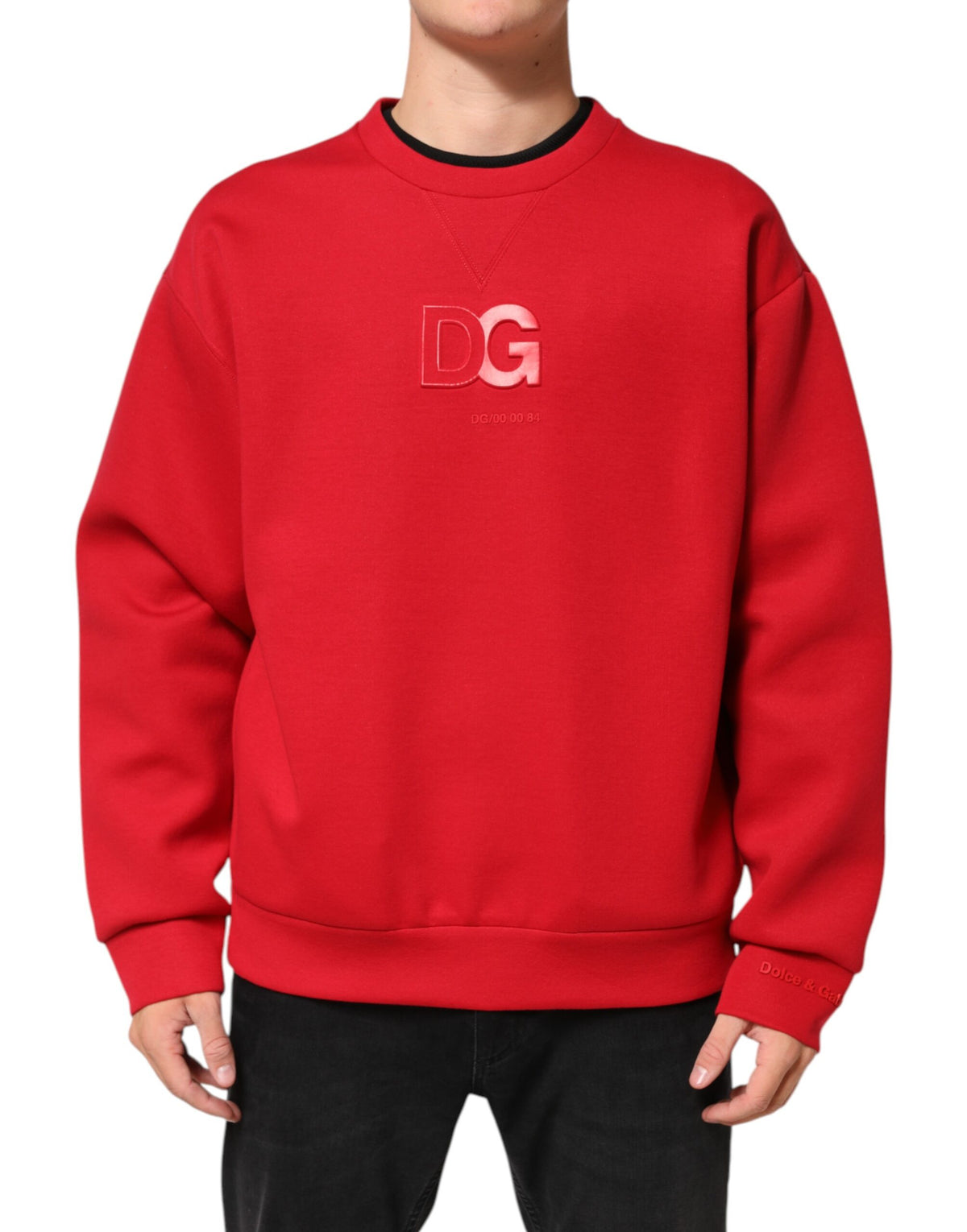 Sweat-shirt Dolce &amp; Gabbana rouge à col rond avec logo DG pour homme