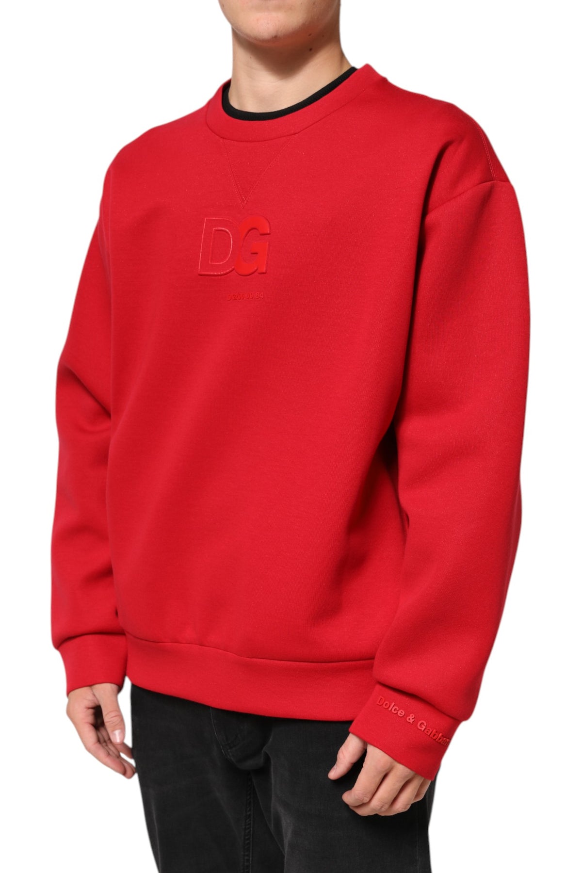 Sweat-shirt Dolce &amp; Gabbana rouge à col rond avec logo DG pour homme