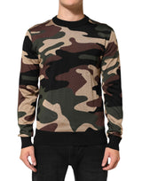 Pull en jersey à col rond multicolore à motif camouflage Dolce &amp; Gabbana pour homme