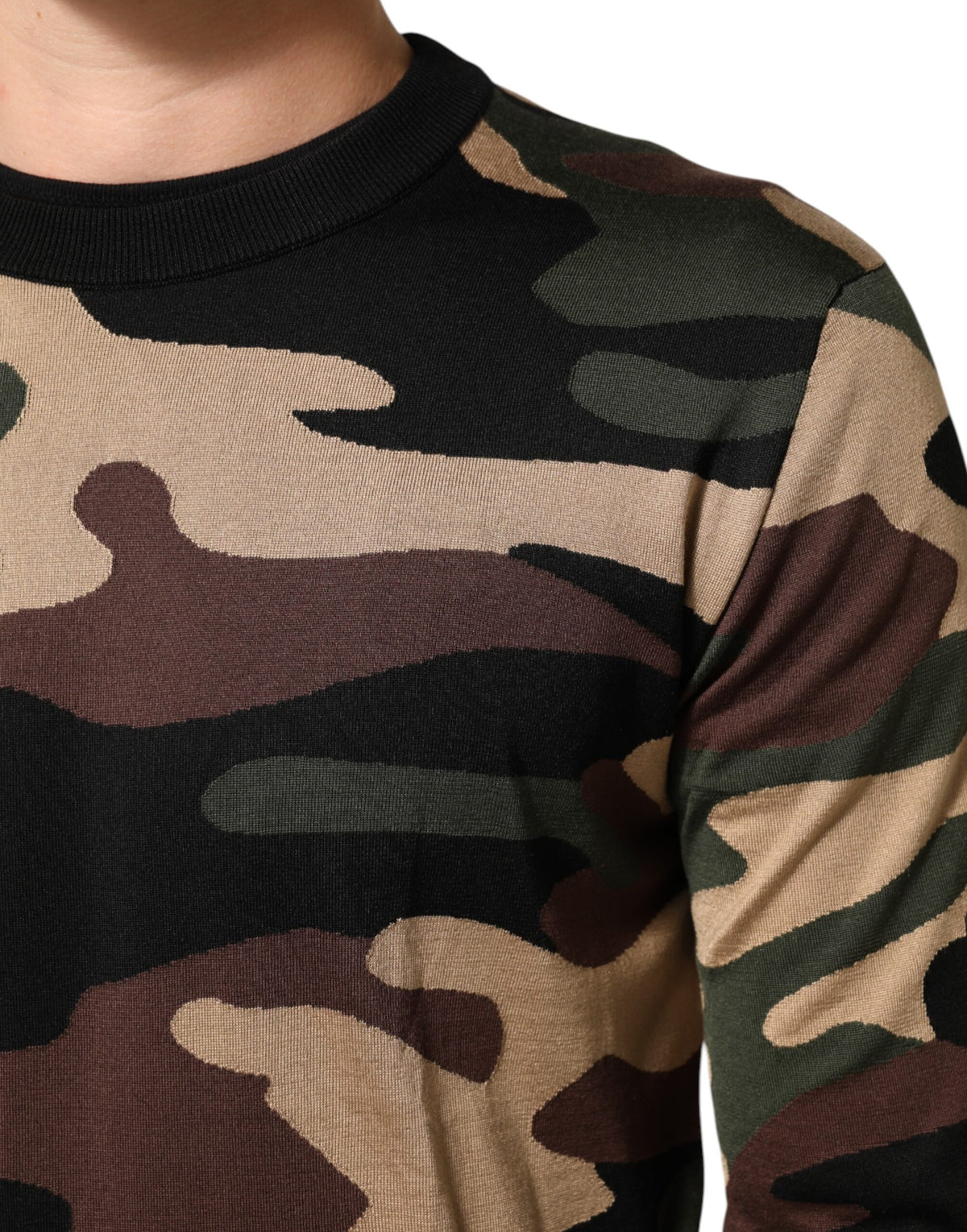 Pull en jersey à col rond multicolore à motif camouflage Dolce &amp; Gabbana pour homme