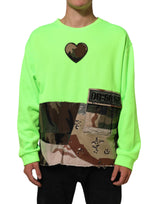 Sweat-shirt Dolce &amp; Gabbana vert patchwork cœur pour homme