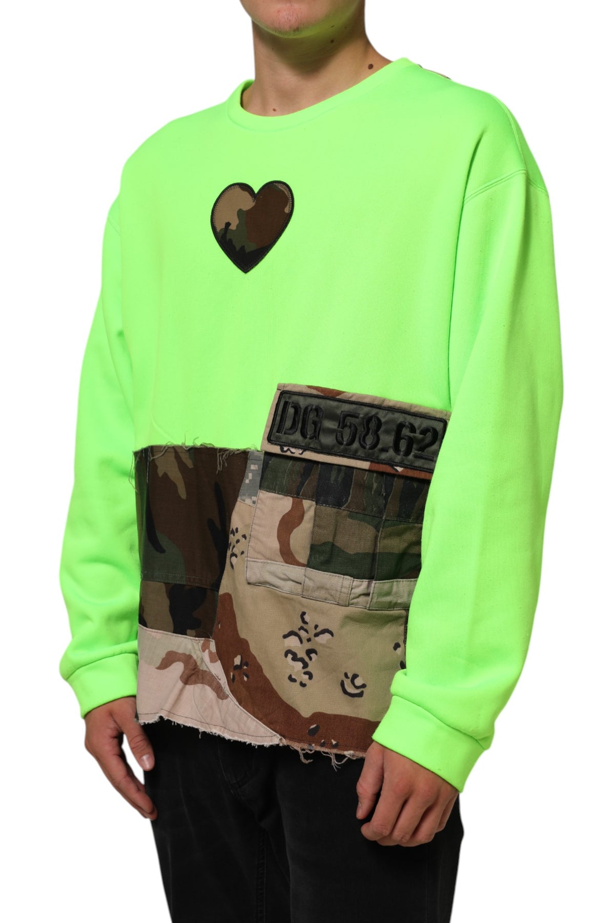 Sweat-shirt Dolce &amp; Gabbana vert patchwork pour homme