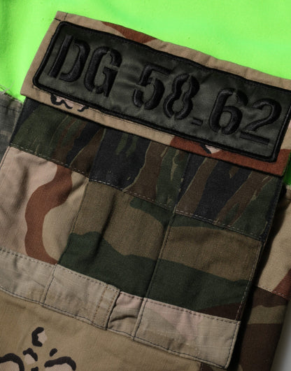 Dolce & Gabbana Green Patchwork Heart Men Sweatshirt Sweater