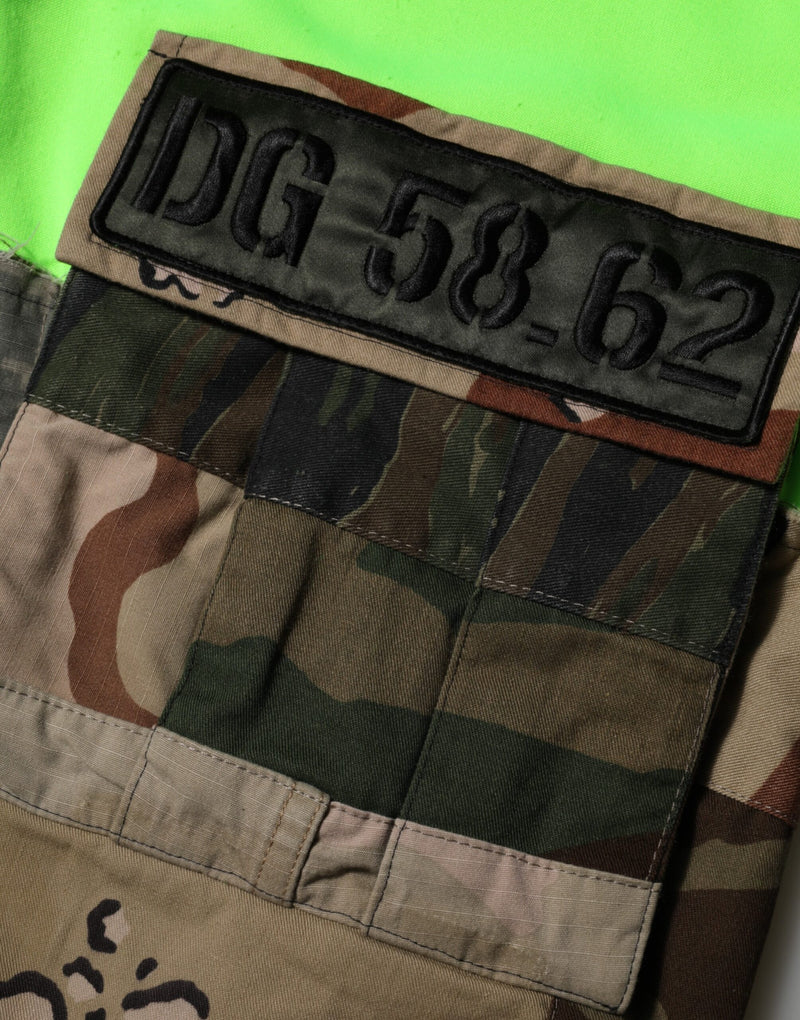 Dolce & Gabbana Green Patchwork Heart Men Sweatshirt Sweater