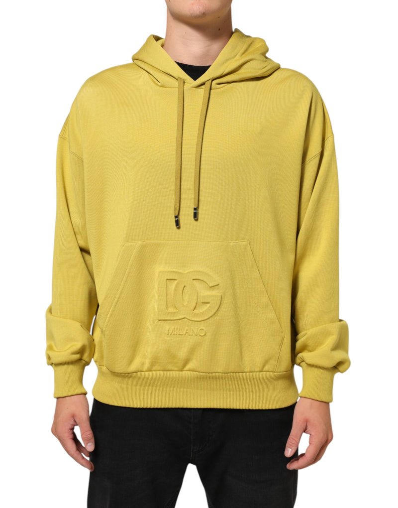 Sweat-shirt à capuche en coton jaune Dolce &amp; Gabbana avec logo