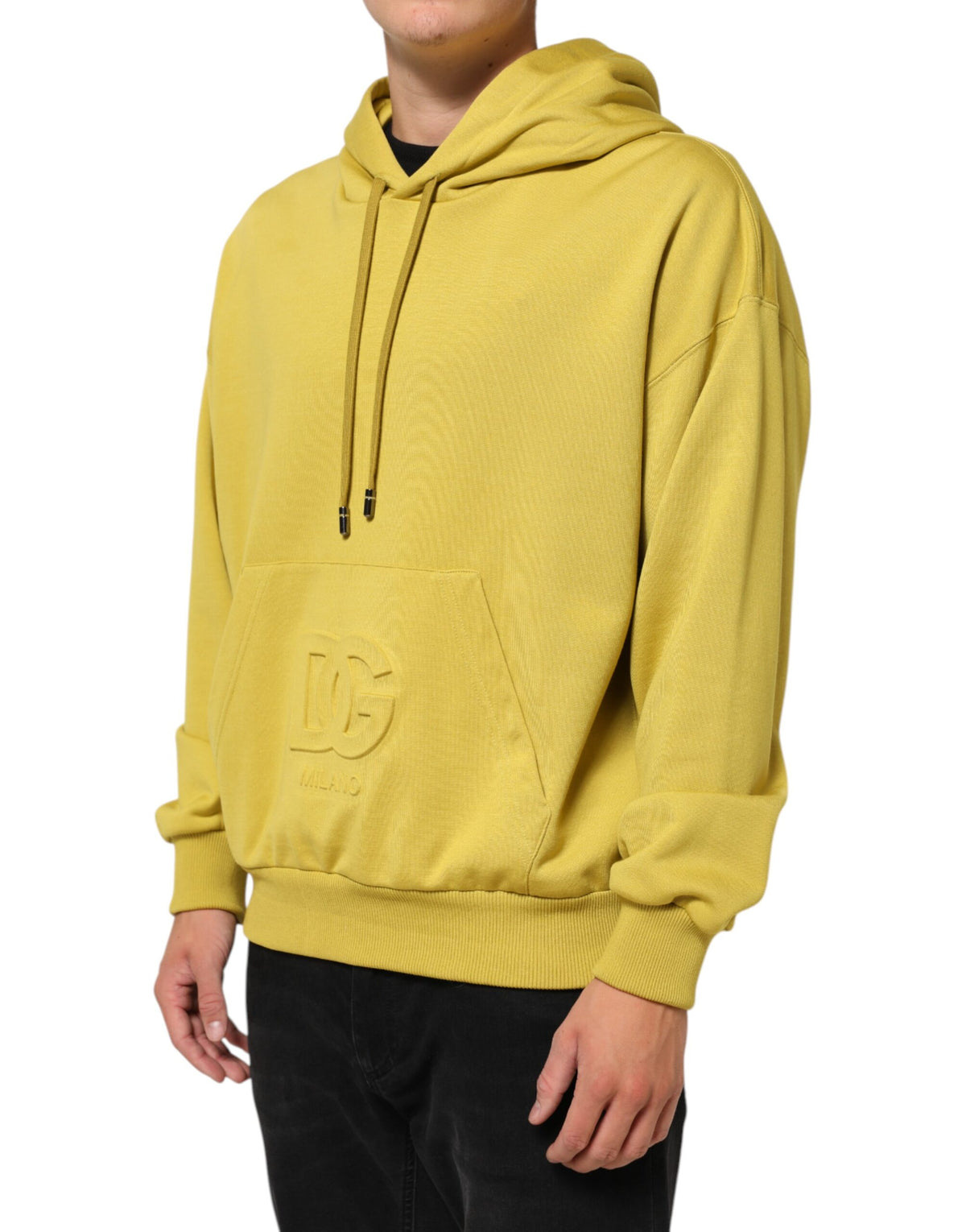 Sweat-shirt à capuche en coton jaune Dolce &amp; Gabbana avec logo