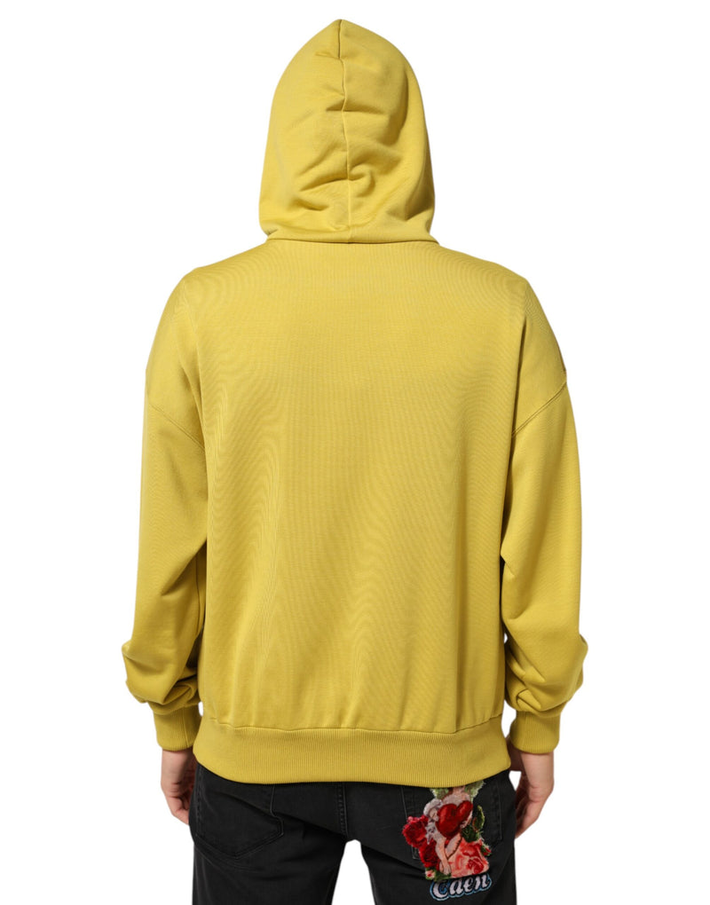Sweat-shirt à capuche en coton jaune Dolce &amp; Gabbana avec logo