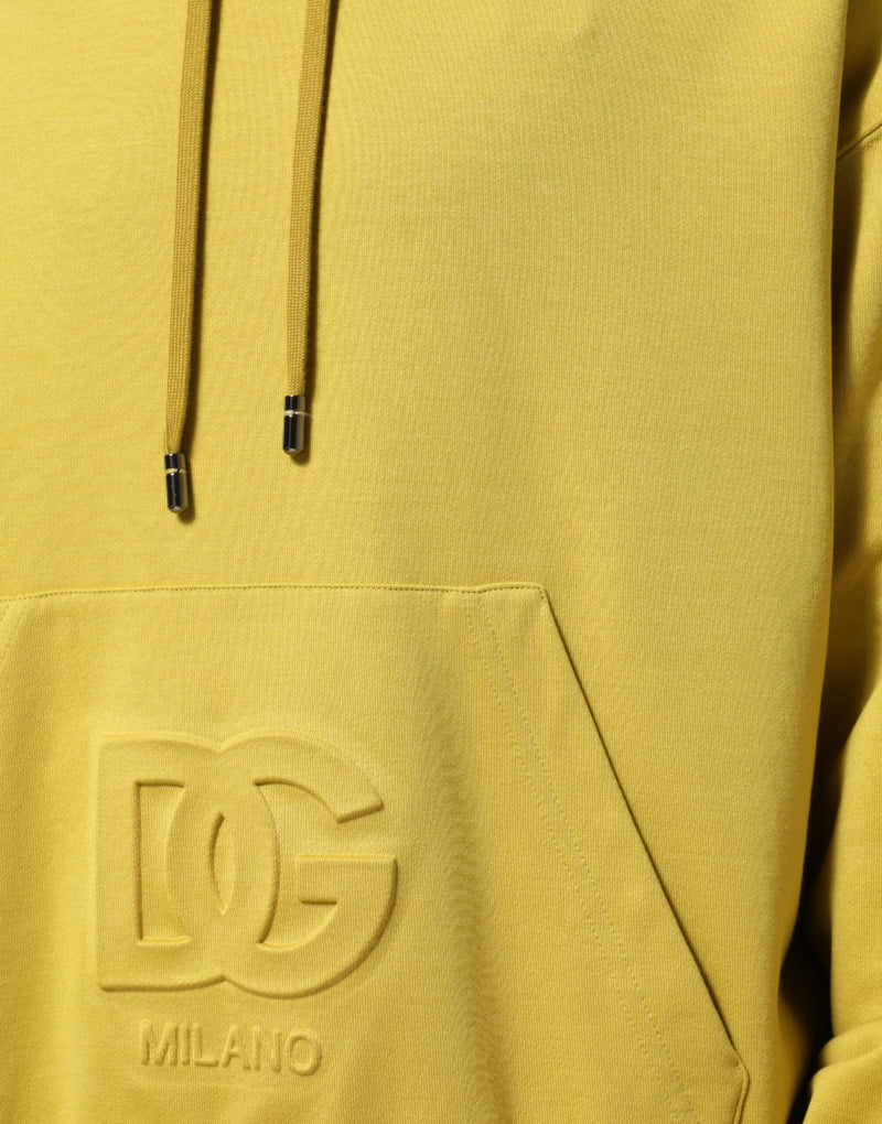 Sweat-shirt à capuche en coton jaune Dolce &amp; Gabbana avec logo