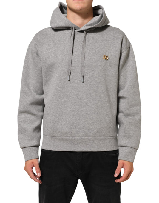 Sweat à capuche en coton gris avec logo Dolce &amp; Gabbana