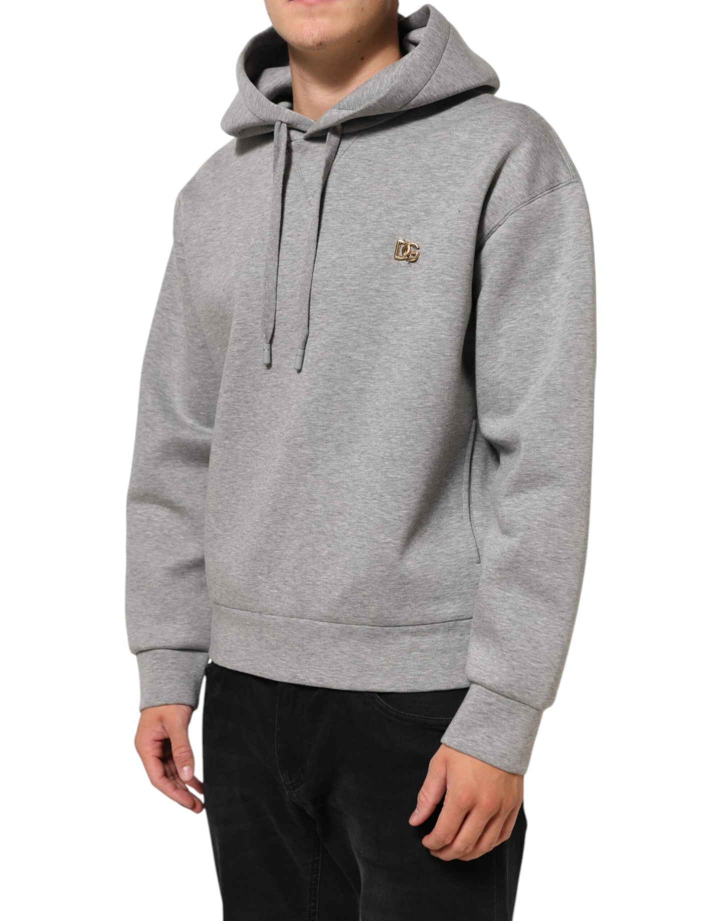 Sweat à capuche en coton gris avec logo Dolce &amp; Gabbana