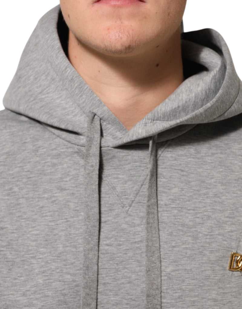 Sweat à capuche en coton gris avec logo Dolce &amp; Gabbana