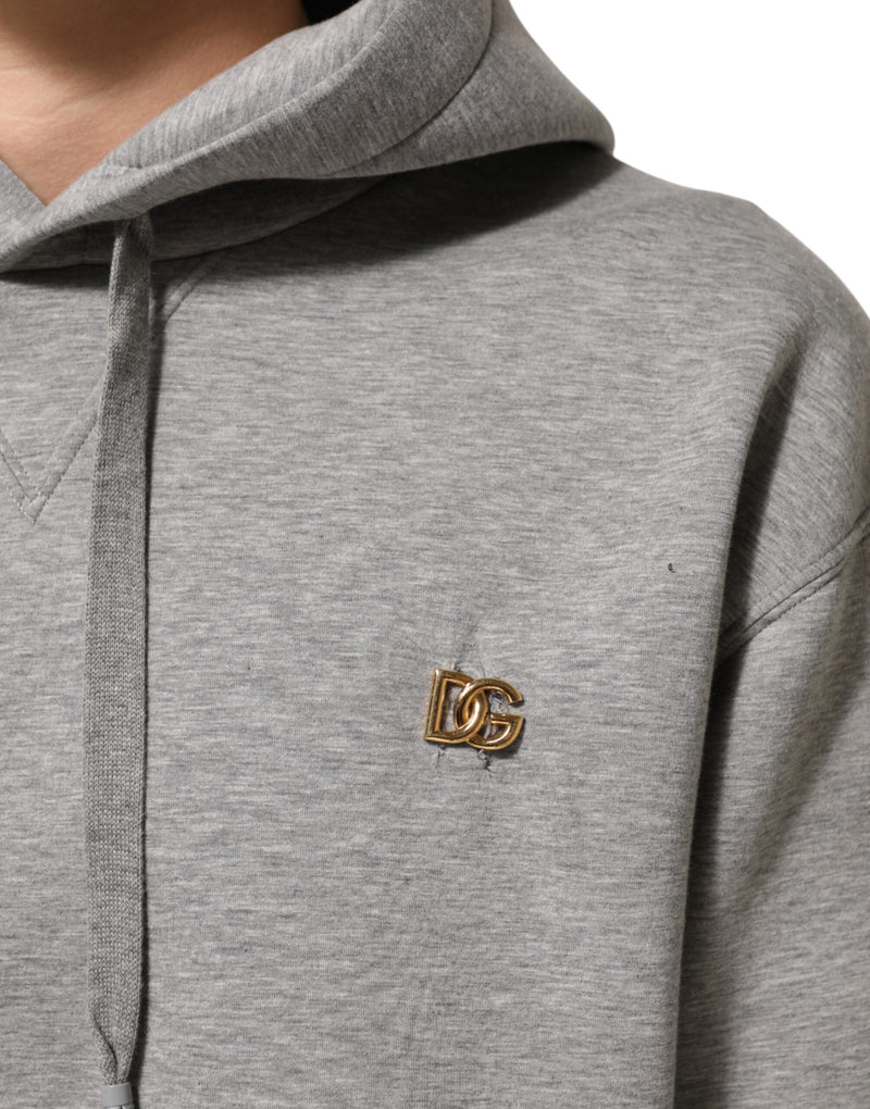Sweat à capuche en coton gris avec logo Dolce &amp; Gabbana