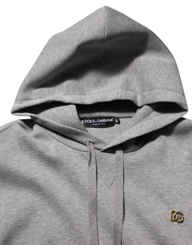 Sweat à capuche en coton gris avec logo Dolce &amp; Gabbana