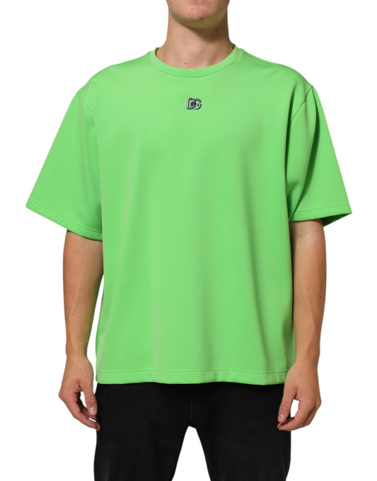 T-shirt à manches courtes à col rond avec logo vert de Dolce &amp; Gabbana