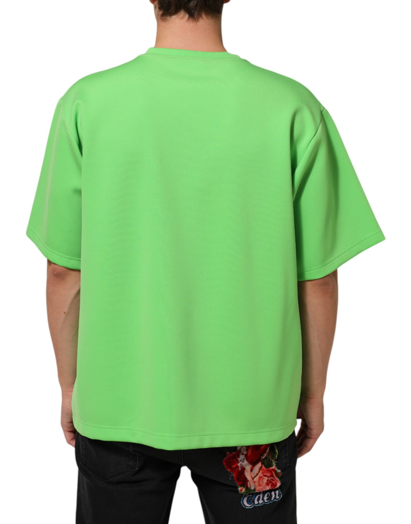 T-shirt à manches courtes à col rond avec logo vert de Dolce &amp; Gabbana