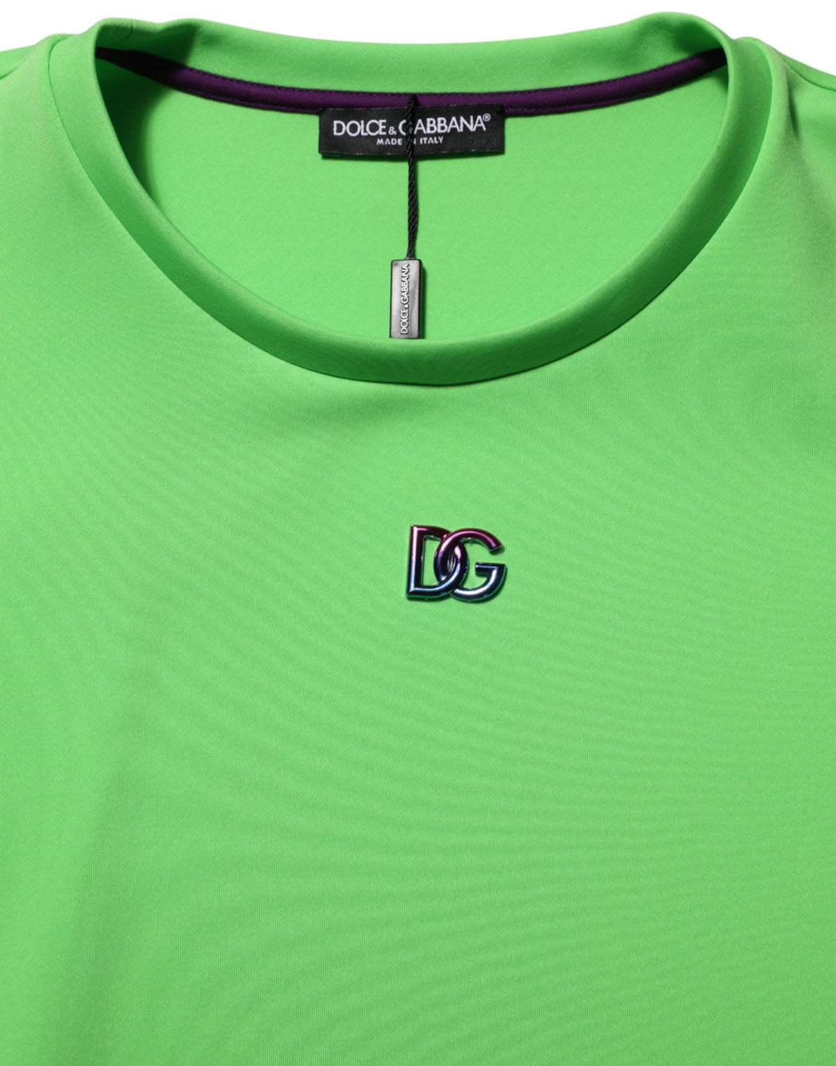 T-shirt à manches courtes à col rond avec logo vert de Dolce &amp; Gabbana
