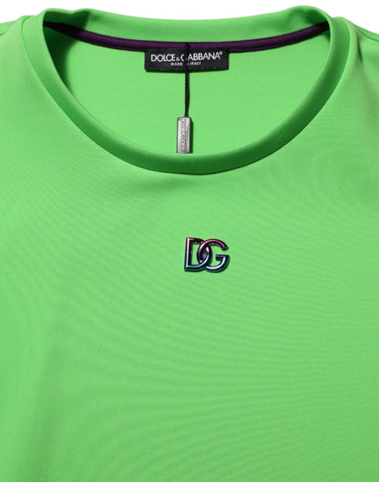 T-shirt à manches courtes à col rond avec logo vert de Dolce &amp; Gabbana