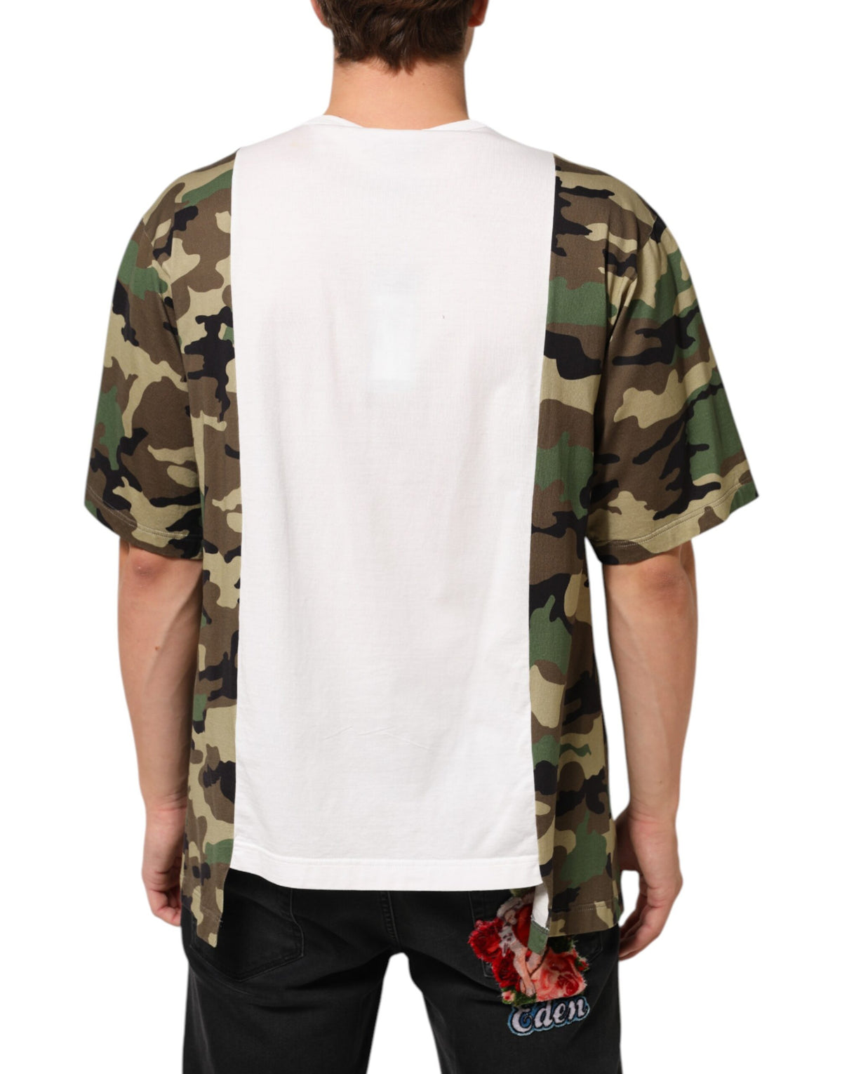 T-shirt homme Dolce &amp; Gabbana blanc à logo camouflage et col rond