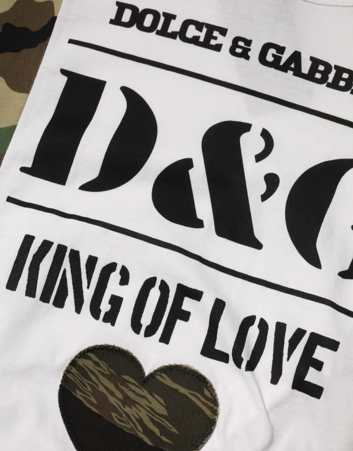 T-shirt homme Dolce &amp; Gabbana blanc à logo camouflage et col rond