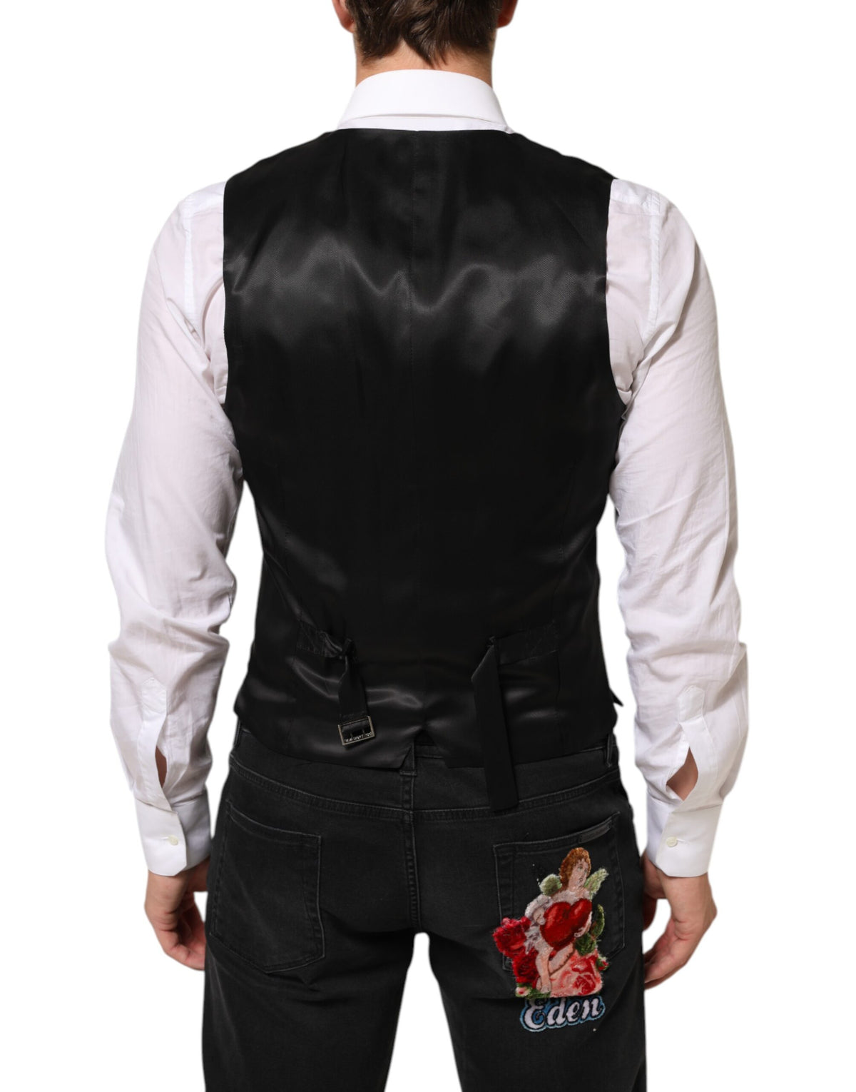 Dolce & Gabbana Black Wool Dress Waistcoat for Men